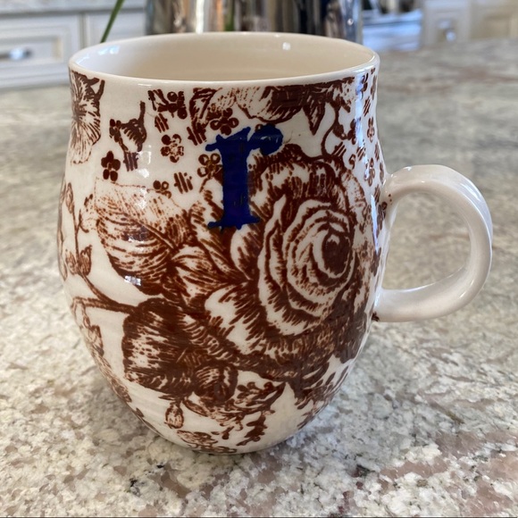 Anthropologie “R” Coffee/ Tea Floral BOHO Mug - Picture 1 of 2